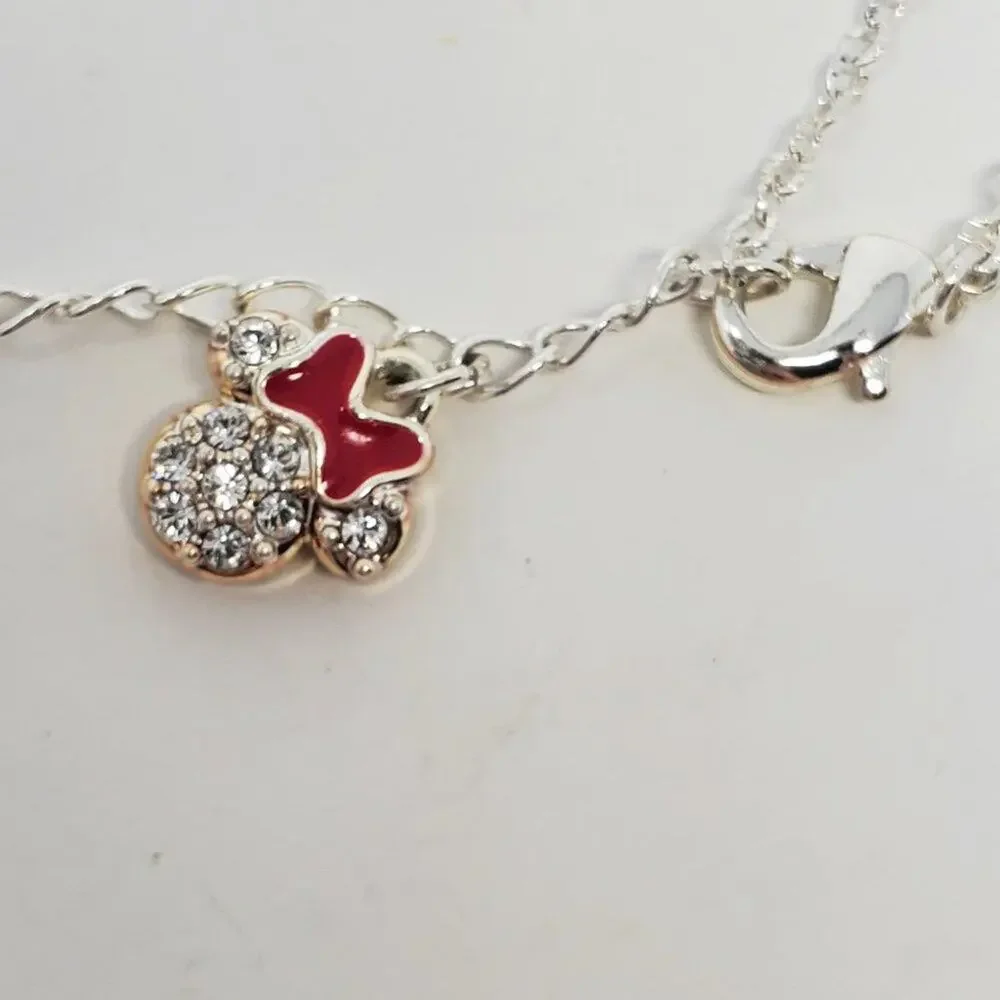 Disney Minnie Mouse Polka Dot Initial A Enamel Necklace